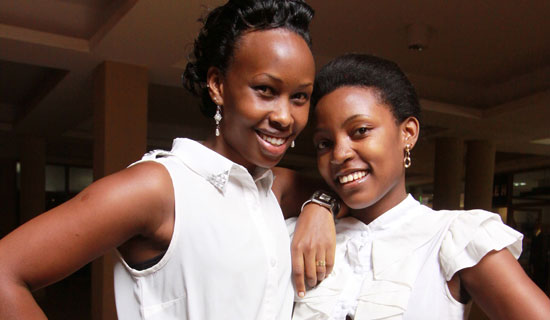 Barbie  and Rhona pose for the camera at Forest Mall after their girly chat. Photo By Ismail Kezaala
