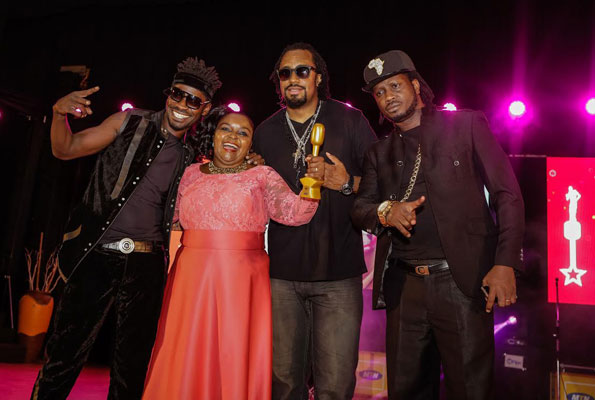 L-R: Artistes Bobi Wine, Joanita Kawalya, Navio and Bebe Cool at last year’s HiPipo Awards. 