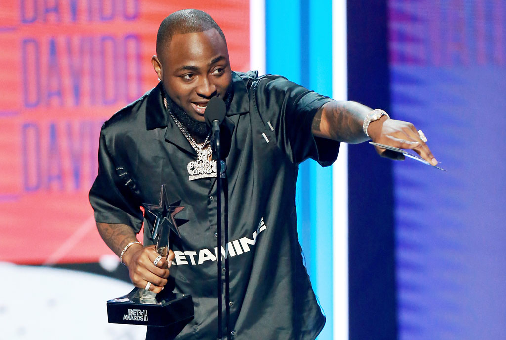 Davido accepts The Best International Act Award onstage at the 2018 BET Awards at Microsoft Theater on June 24, 2018 in Los Angeles, California