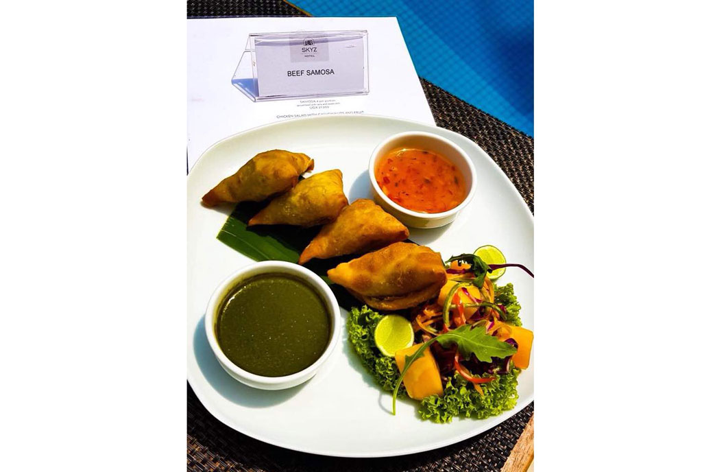 Skyz Hotel says the order on the receipt is not for one beef samosa, but for a platter of four beef samosas with raita and sweet chilli sauce