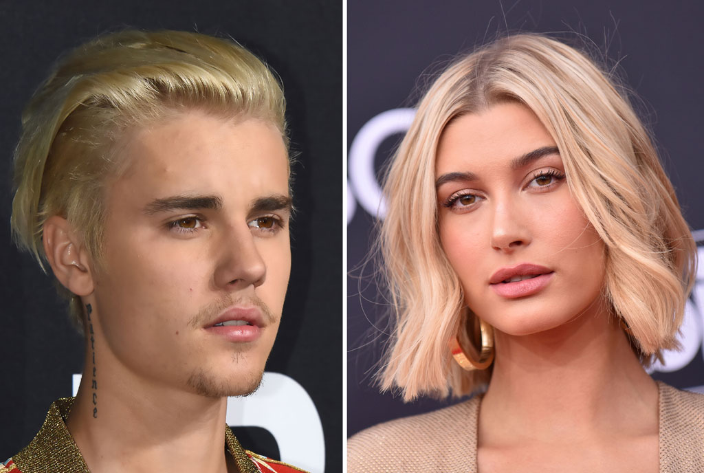 (FILES:) These two file photos show singer Justin Bieber (L) on February 10, 2016 attending the Yves Saint Laurent men's fall line at the Hollywood Palladium in Hollywood, California; and TV personality-model Hailey Baldwin (R) on May 20, 2018 at the 2018 Billboard Music Awards at the MGM Grand Resort International in Las Vegas, Nevada. Trouble-prone pop star Justin Bieber will be a married man after popping the question to model Hailey Baldwin whom he has dated for one month, reports said on Sunday, July 8, 2018. The 24-year-old Canadian heartthrob, who has become better known for his off-stage antics, proposed to the 21-year-old over dinner Saturday night at a restaurant in The Bahamas, the celebrity news site TMZ said. The site quoted witnesses at the restaurant, who said that Bieber's security team asked them all to put their phones away for the proposal. / AFP PHOTO / ROBYN BECK