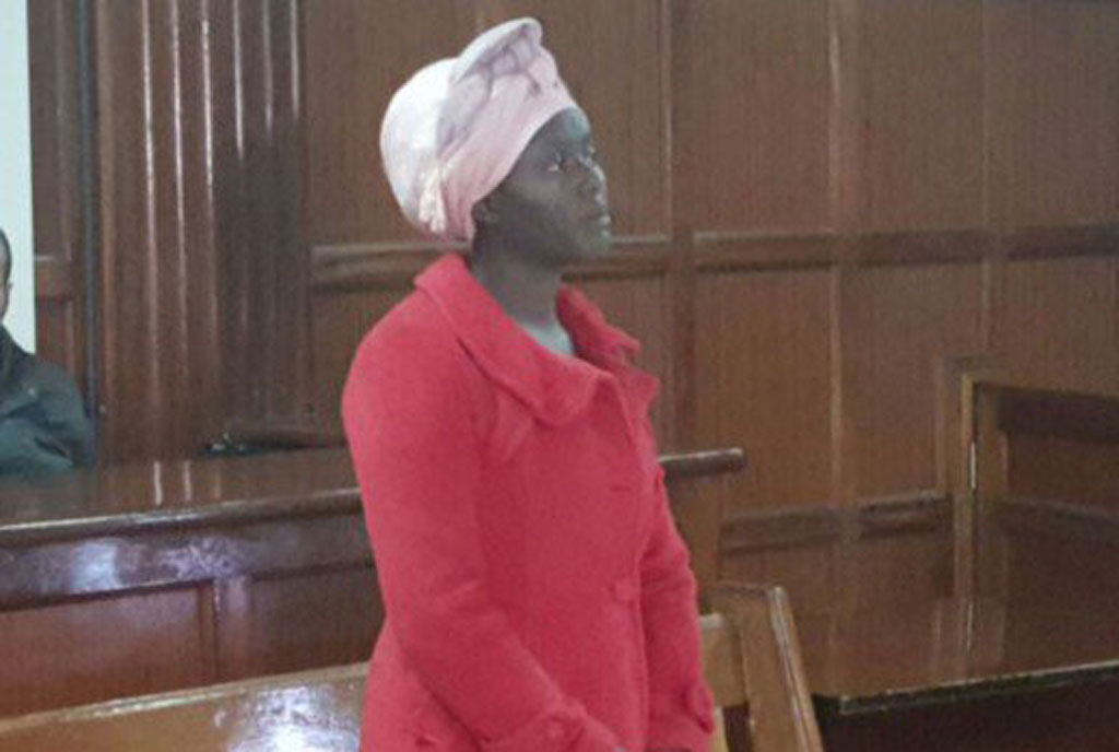 Cynthia Cherop, a student at the Moi University, when she appeared in court to answer to charges of stealing Sh70,000 from her mother’s two accounts