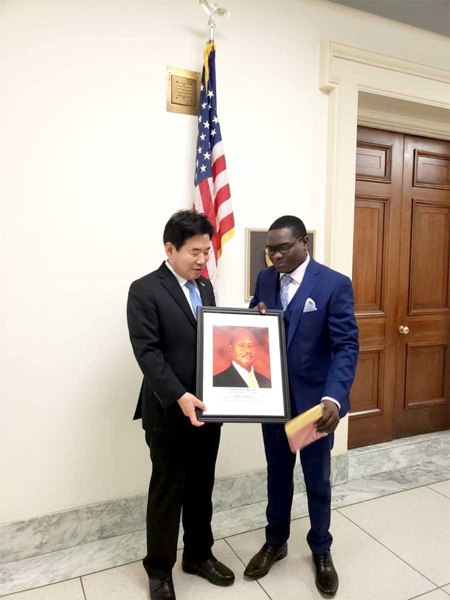 Jack Pemba with Kim Jin Pyo of the Democratic Party of Korea and a Member of the National Assembly of the Republic of Korea, Chairman Korea National Economic Advisory Council, Chairman Korea National Assembly Prayer Breakfast, Chairman President Moon JAE-IN’S Transition Committee