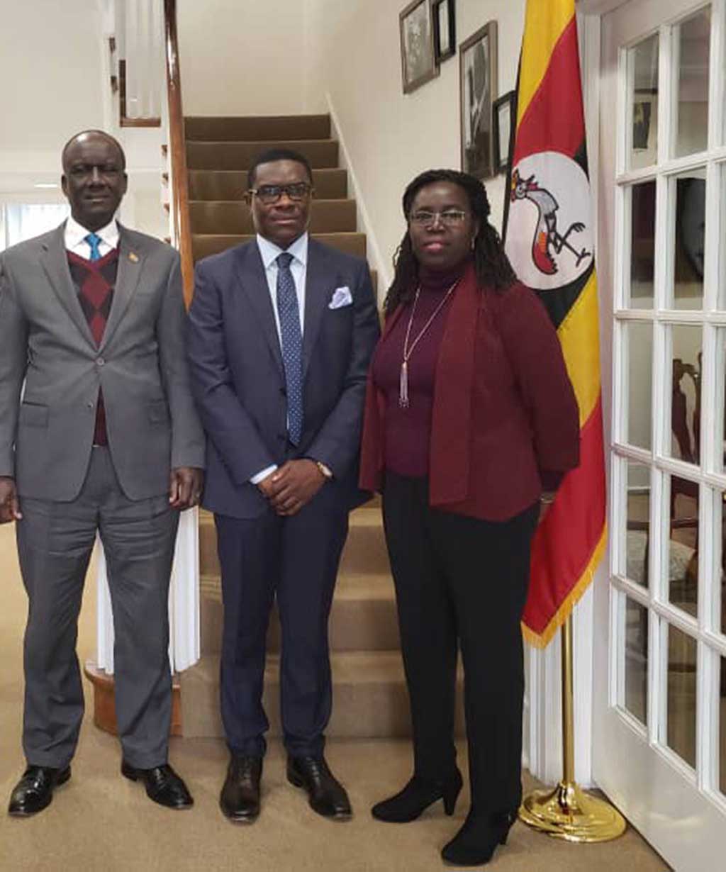 Jack Pemba,CEO Pemba group of companies (C)with Ssebujja Katende (L) Uganda's Ambassador to USA and Deputy Head of Mission Santa Mary Laker Kinyera. Courtesy photo.