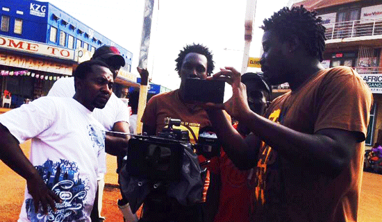Bobiwine and the rest of the team on set.