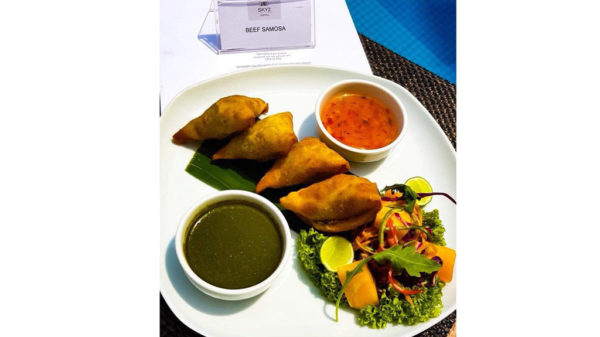 Skyz Hotel says the order on the receipt is not for one beef samosa, but for a platter of four beef samosas with raita and sweet chilli sauce