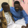 Jose Chameleone with Robert Kyagulanyi on his hospital bed at Lubaga Hospital